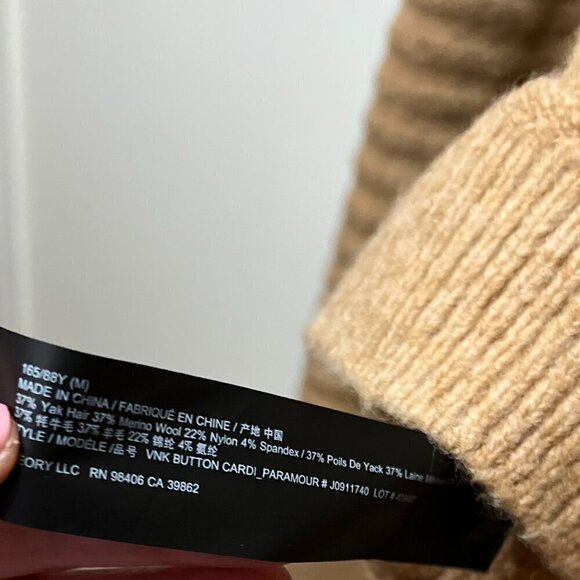 Theory Sweater Cardigan Preppy Wool Blend Cardi Paramour Yak Size M - Picture 6 of 6